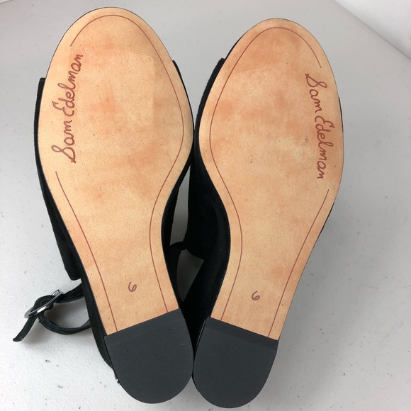 Sam Edelman Black Wedge Suede Sandals Size 6M - Picture 8 of 8